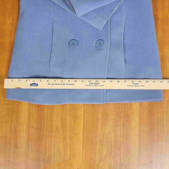 Women's Pale Blue Wool Cashmere Blend Double Breasted Peacoat - 6 - Picture 11 of 13